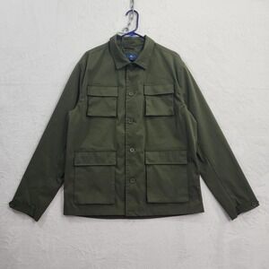 George Jacket Mens M Green Military Field 4 Pocket Button Front Lined Casual